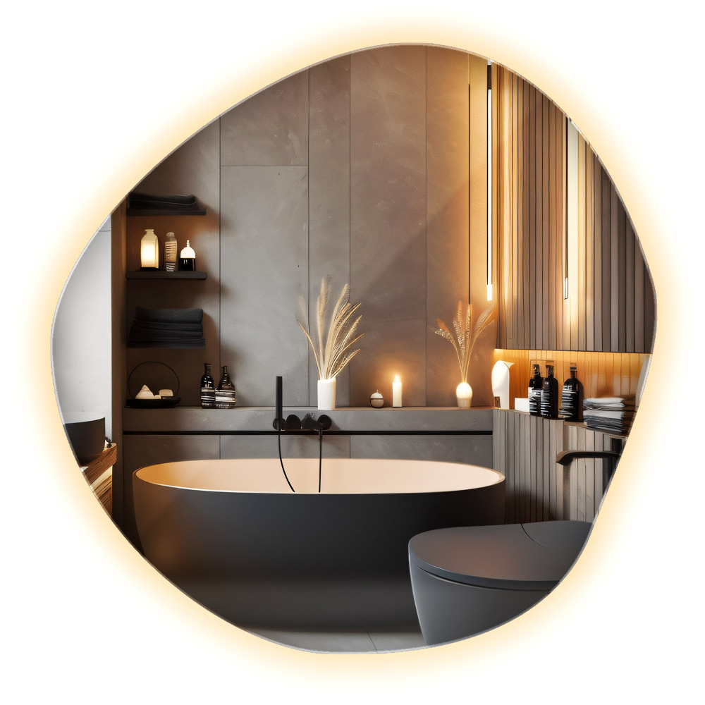 Atypické zrcadlo s osvětlením