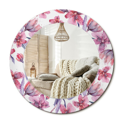 Kulaté dekorační zrcadlo na zeď Akvarel květiny