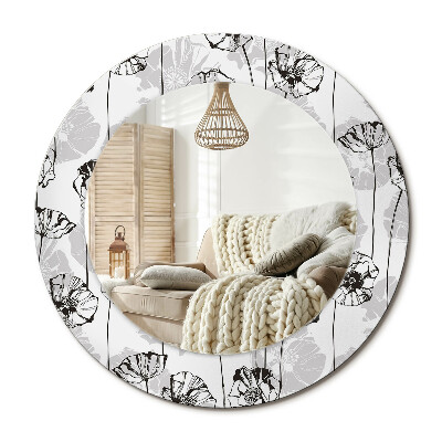 Kulaté dekorační zrcadlo na zeď Květy máku