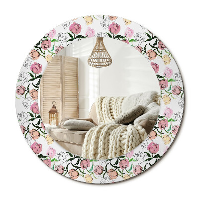 Kulaté dekorační zrcadlo Pivoňkové pupeny