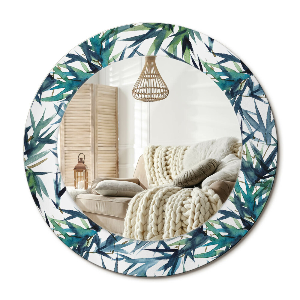 Kulaté dekorační zrcadlo Modré palmy