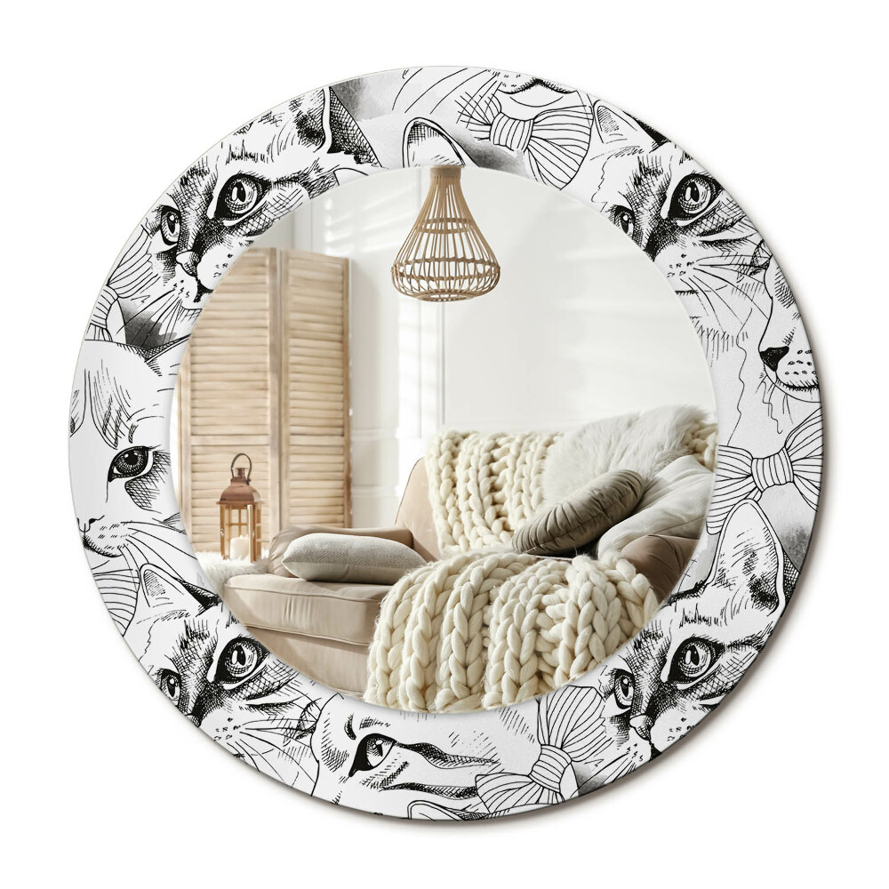 Kulaté dekorační zrcadlo na zeď Kočky