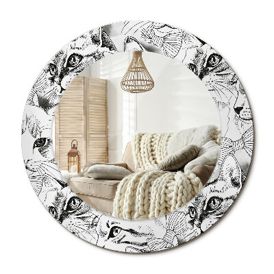 Kulaté dekorační zrcadlo na zeď Kočky