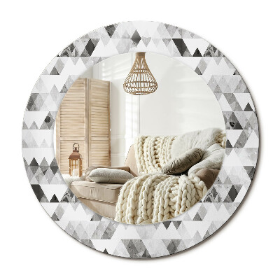 Kulaté dekorační zrcadlo Trojúhelníky