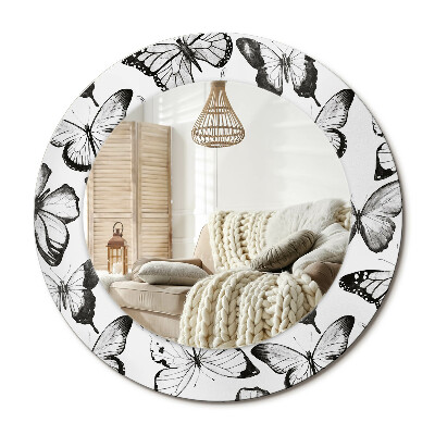 Kulaté zrcadlo rám s potiskem Motýli