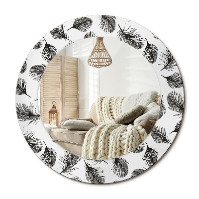 Kulaté dekorační zrcadlo Peří