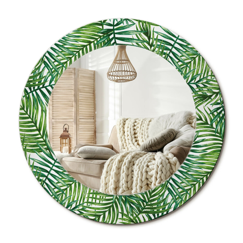 Kulaté dekorační zrcadlo Tropická palma