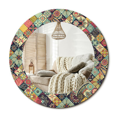 Kulaté dekorační zrcadlo na zeď Patchworkové dlaždice