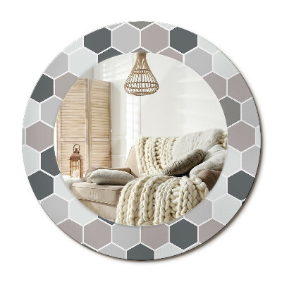 Kulaté dekorační zrcadlo Šestihranný vzor