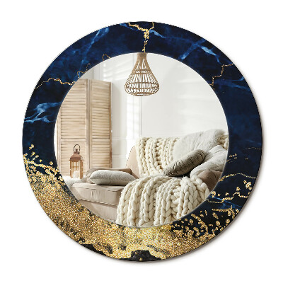 Kulaté dekorační zrcadlo Modrý mramor