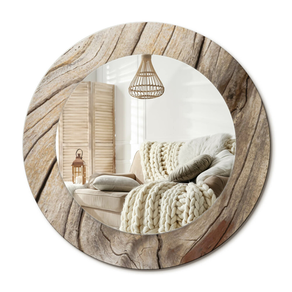 Kulaté dekorační zrcadlo Popraskané dřevo