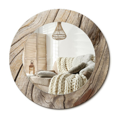 Kulaté dekorační zrcadlo Popraskané dřevo