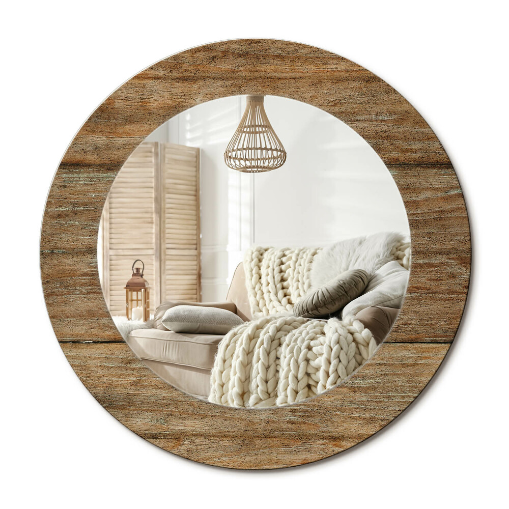Kulaté dekorační zrcadlo na zeď Staré dřevo