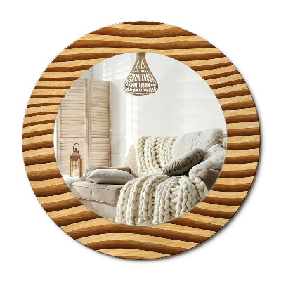 Kulaté dekorační zrcadlo Dřevěná vlna