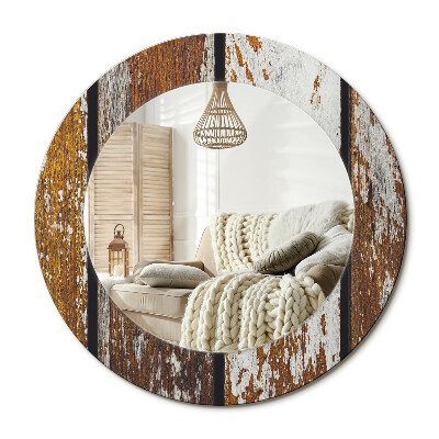 Kulaté dekorační zrcadlo na zeď Tmavé vintage dřevo