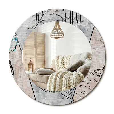 Kulaté dekorační zrcadlo Abstraktní zvířata