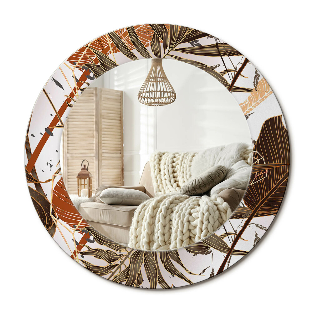 Kulaté dekorační zrcadlo Palmové listy