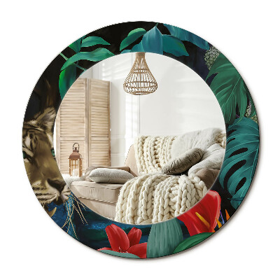 Kulaté dekorační zrcadlo Vintage džungle