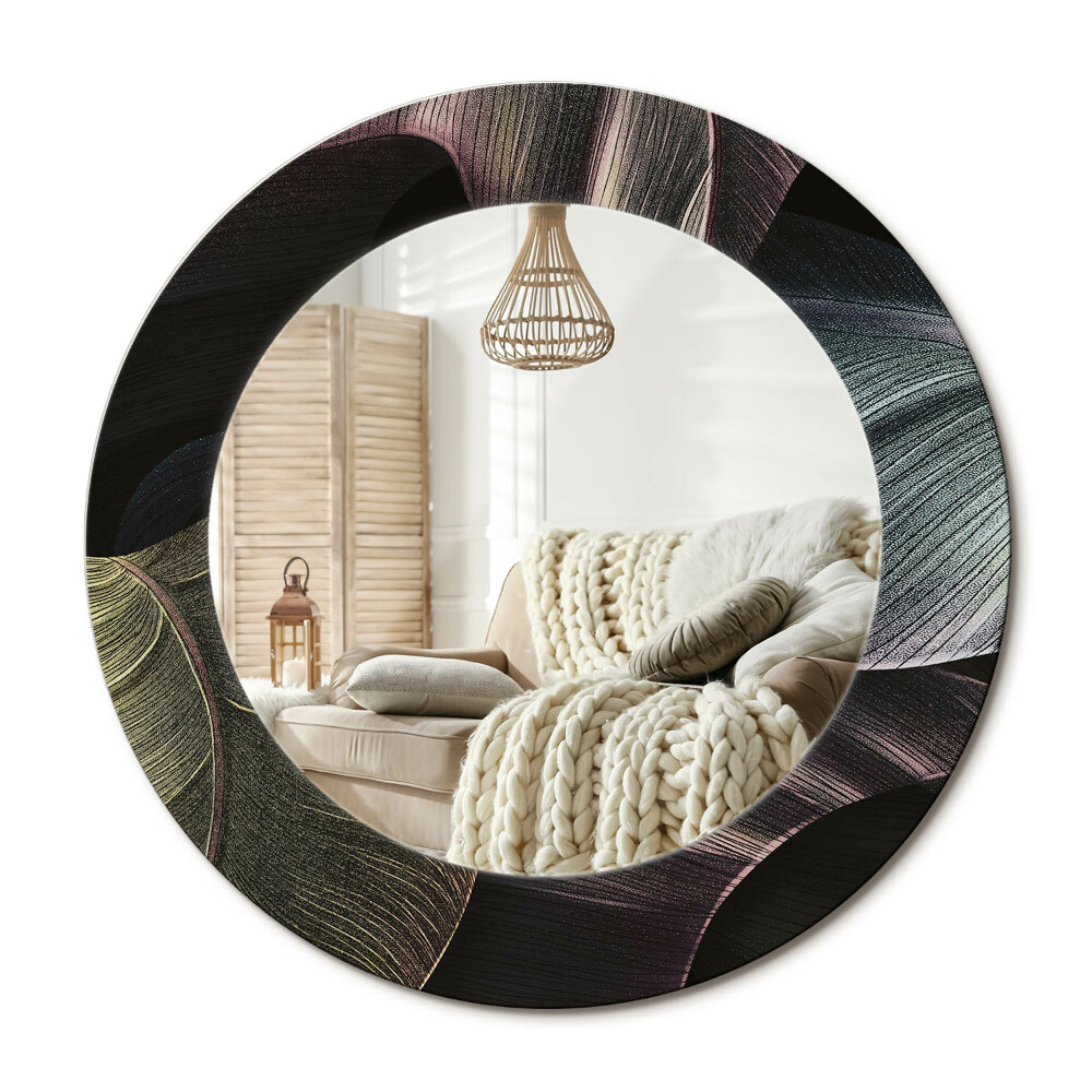 Kulaté dekorační zrcadlo Tmavé tropické listy