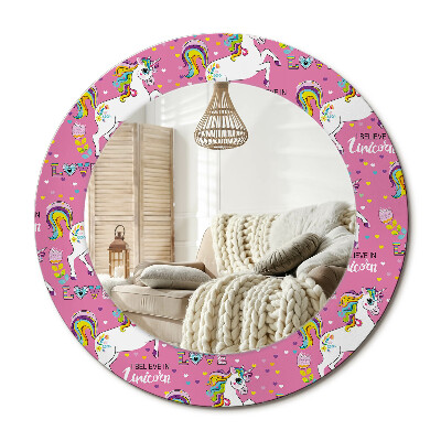 Kulaté dekorační zrcadlo na zeď Magický jednorožec