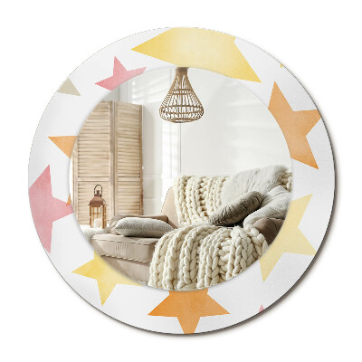 Kulaté zrcadlo rám s potiskem Pastelové hvězdy