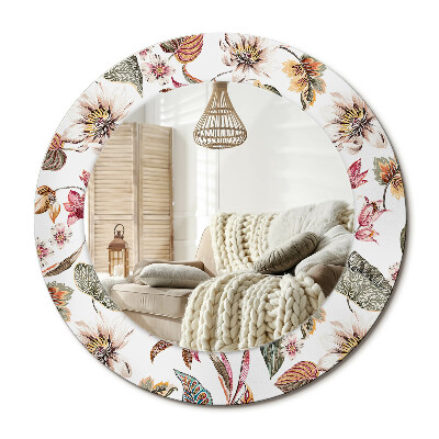 Kulaté dekorační zrcadlo na zeď Vintage květiny