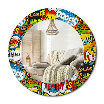 Kulaté dekorační zrcadlo na zeď Vzor ve stylu komiksu