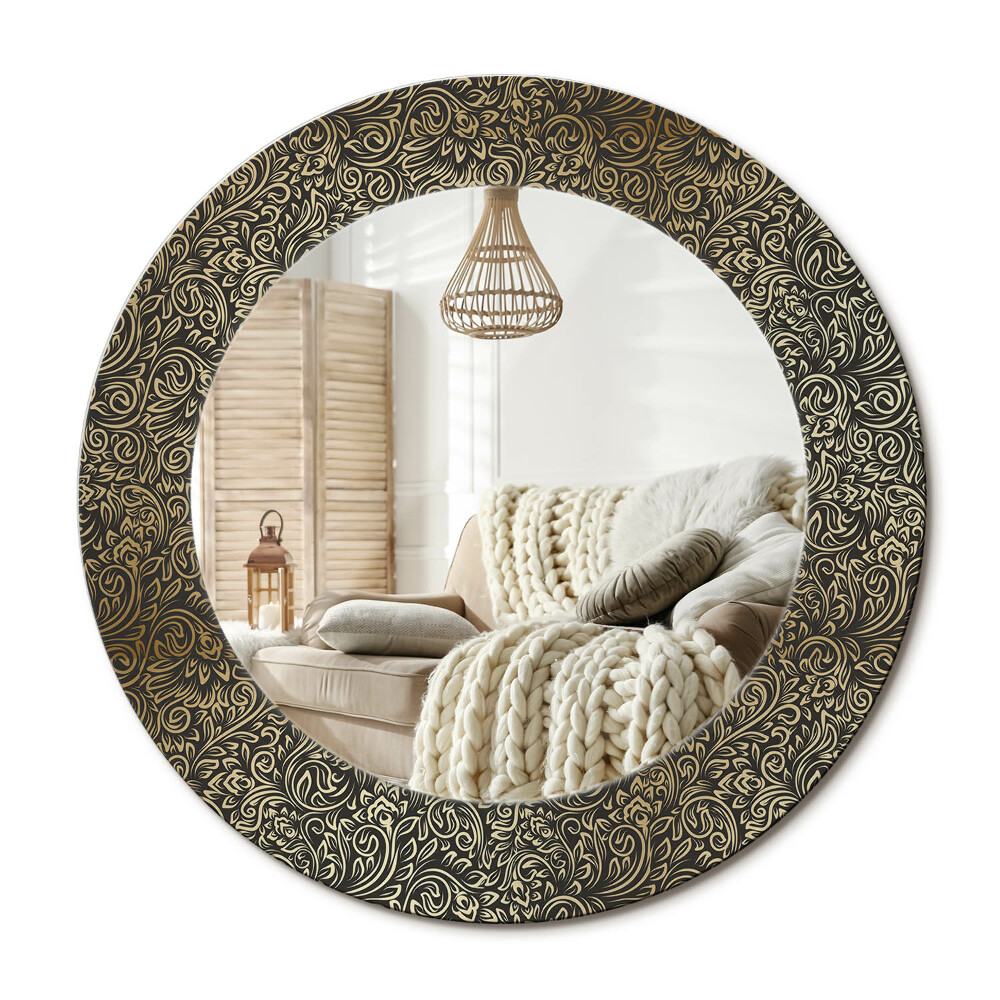 Kulaté zrcadlo rám s potiskem Květinový ornament