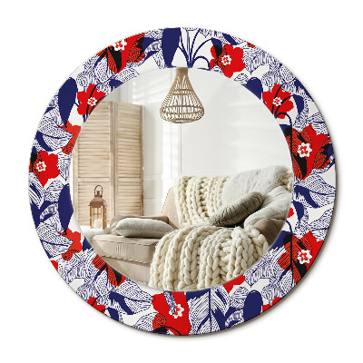 Kulaté zrcadlo rám s potiskem filodendrony