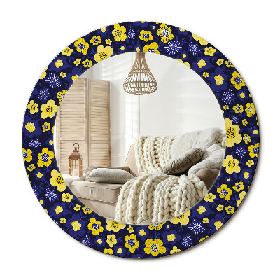 Kulaté zrcadlo rám s potiskem Malé květiny