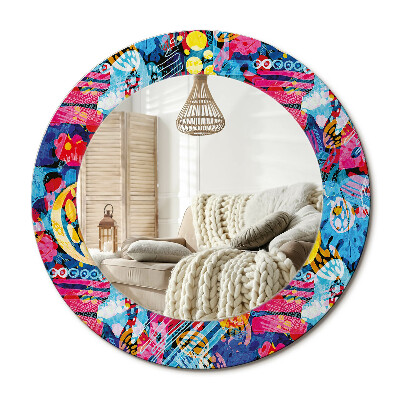 Kulaté zrcadlo rám s potiskem Barevné čmáranice