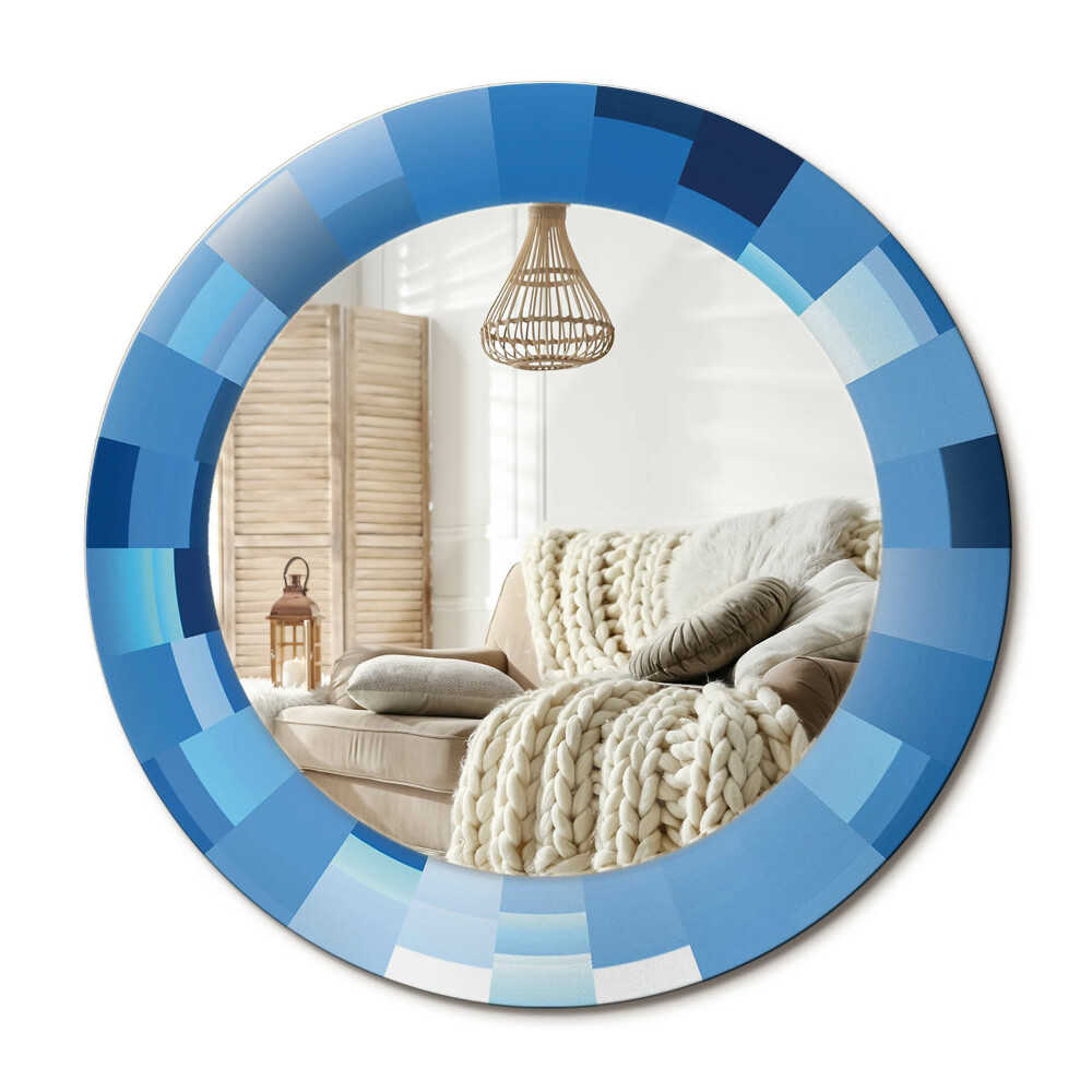 Kulaté dekorační zrcadlo Modré abstraktní
