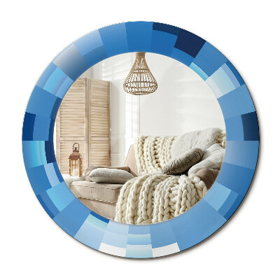 Kulaté dekorační zrcadlo Modré abstraktní