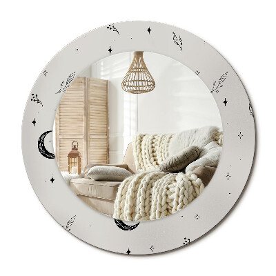 Kulaté dekorační zrcadlo Doodle rostliny