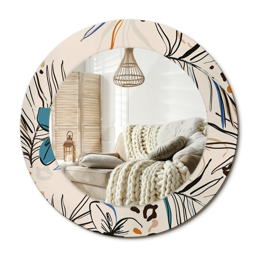 Kulaté dekorační zrcadlo Květiny vzor džungle