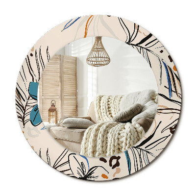 Kulaté dekorační zrcadlo Květiny vzor džungle