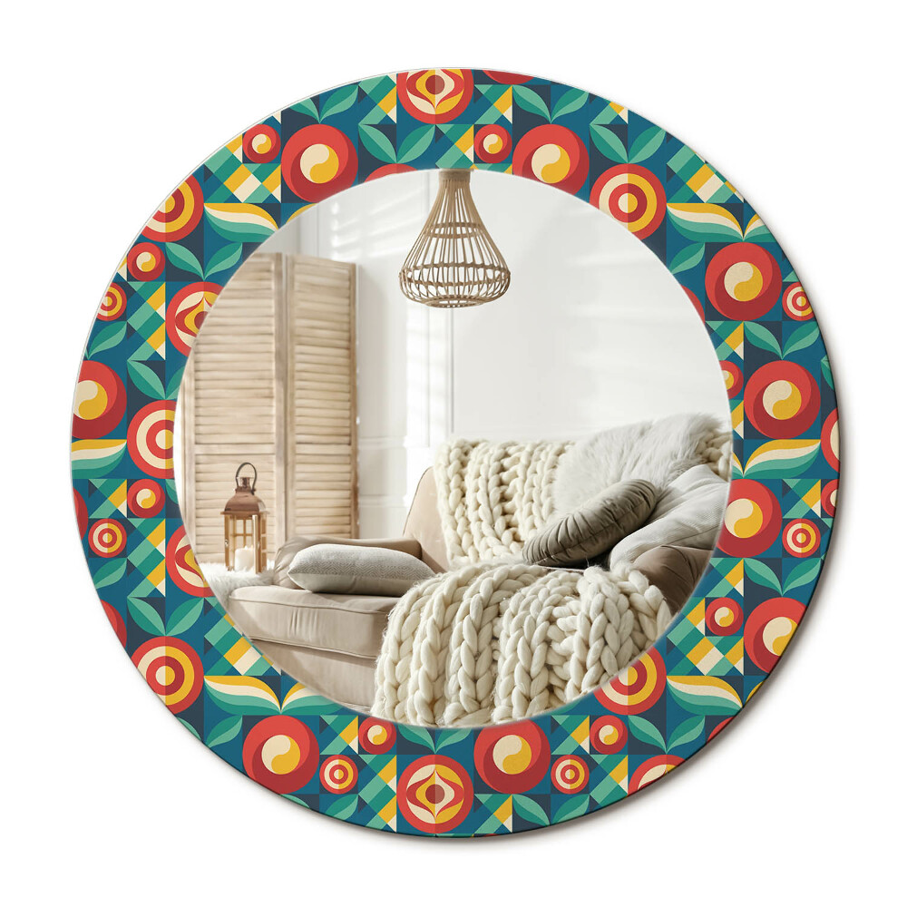 Kulaté dekorační zrcadlo na zeď Geometrické plody a listy