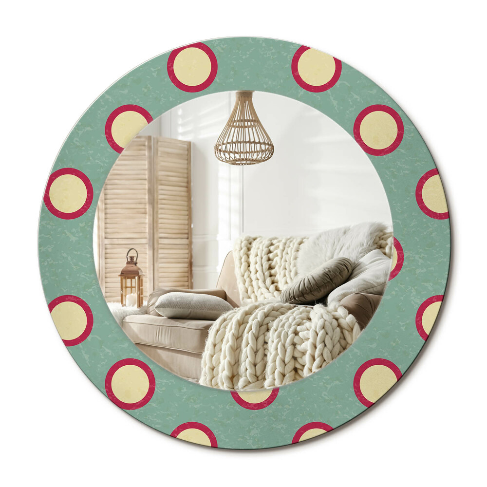 Kulaté zrcadlo rám s potiskem Kruhy tečky