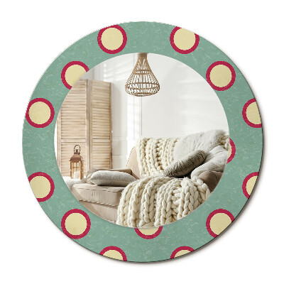 Kulaté zrcadlo rám s potiskem Kruhy tečky