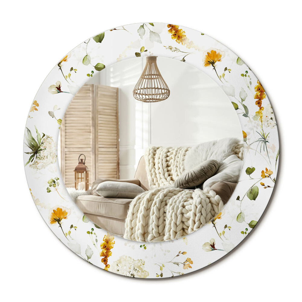 Kulaté dekorační zrcadlo na zeď Divoké květiny