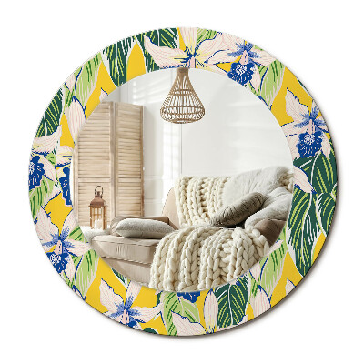 Kulaté dekorační zrcadlo Orchideje