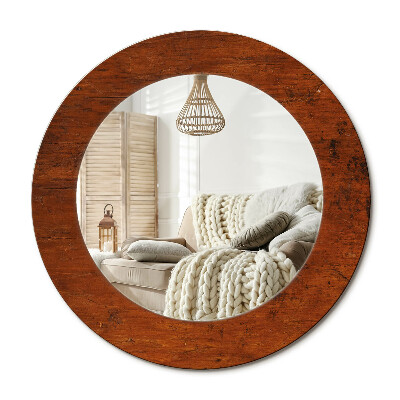 Kulaté dekorační zrcadlo na zeď Přírodní dřevo