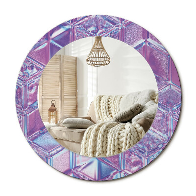 Kulaté zrcadlo rám s potiskem Krystalový vzor