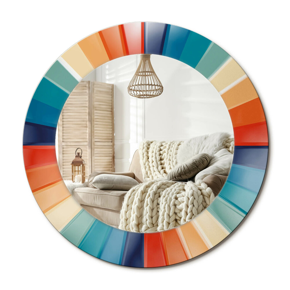 Kulaté dekorační zrcadlo Barevné paprsky dlaždice
