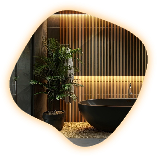 Zrcadlo ve tvaru skvrny LED bez rámu