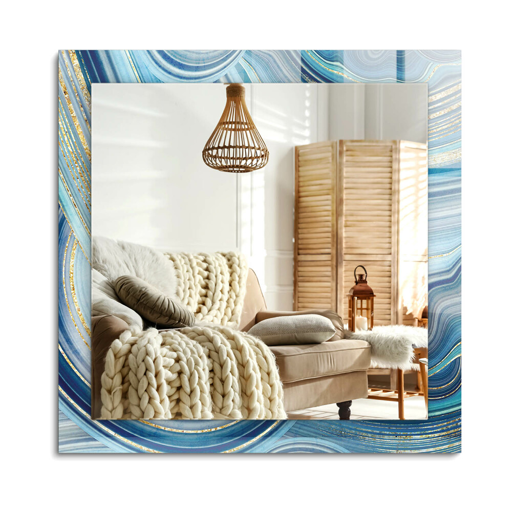 Obdélníkové dekorační zrcadlo Abstraktní modré vlny