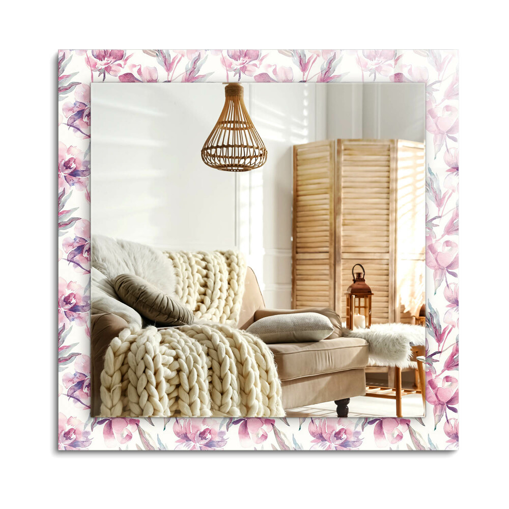 Obdélníkové dekorační zrcadlo Fialové květinové vzory