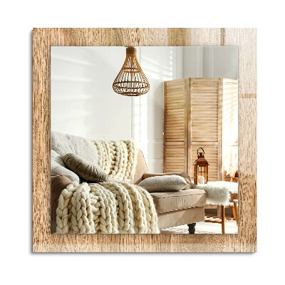 Obdélníkové dekorační zrcadlo na zeď Dřevěná textura