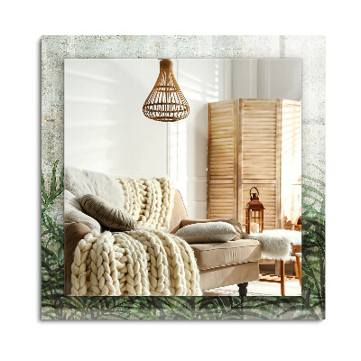 Obdélníkové zrcadlo rám s potiskem Zelené listy kapradí