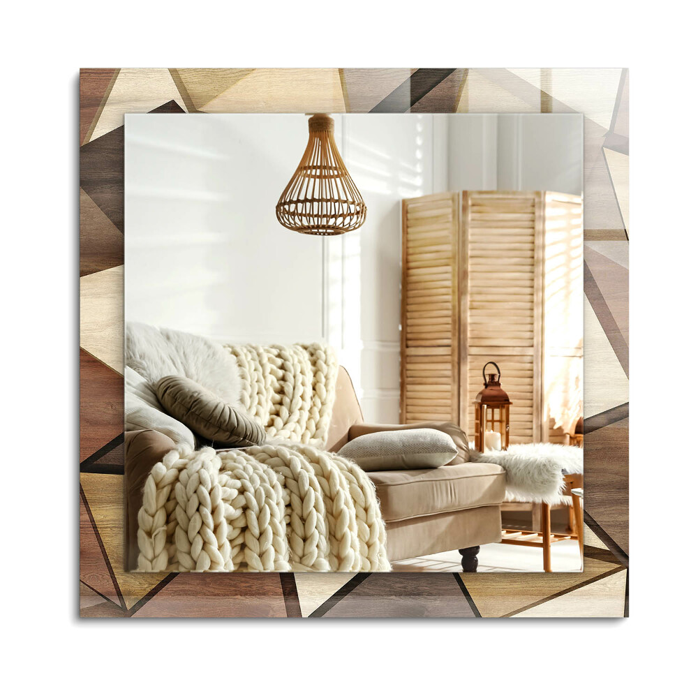 Obdélníkové dekorační zrcadlo Dřevěné geometrické vzory